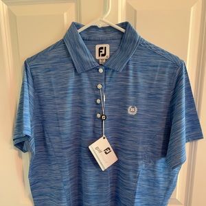 Ladies Footjoy space-dyed blue golf shirt, XL NWT